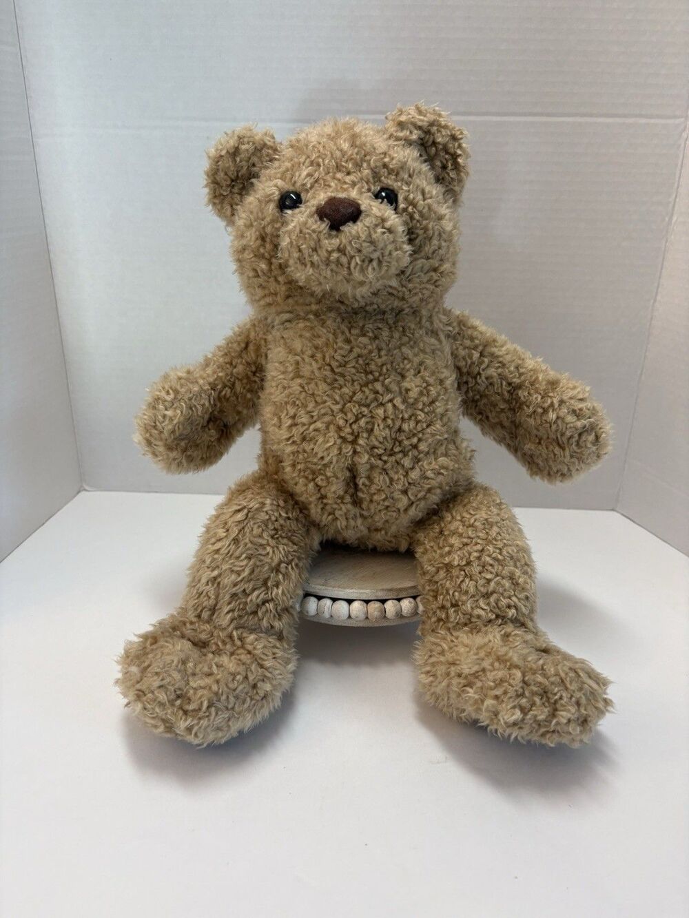Build A Bear Classic Lt Brown Tan Teddy Bear Curly Fur Faux Leather Paw Vintage